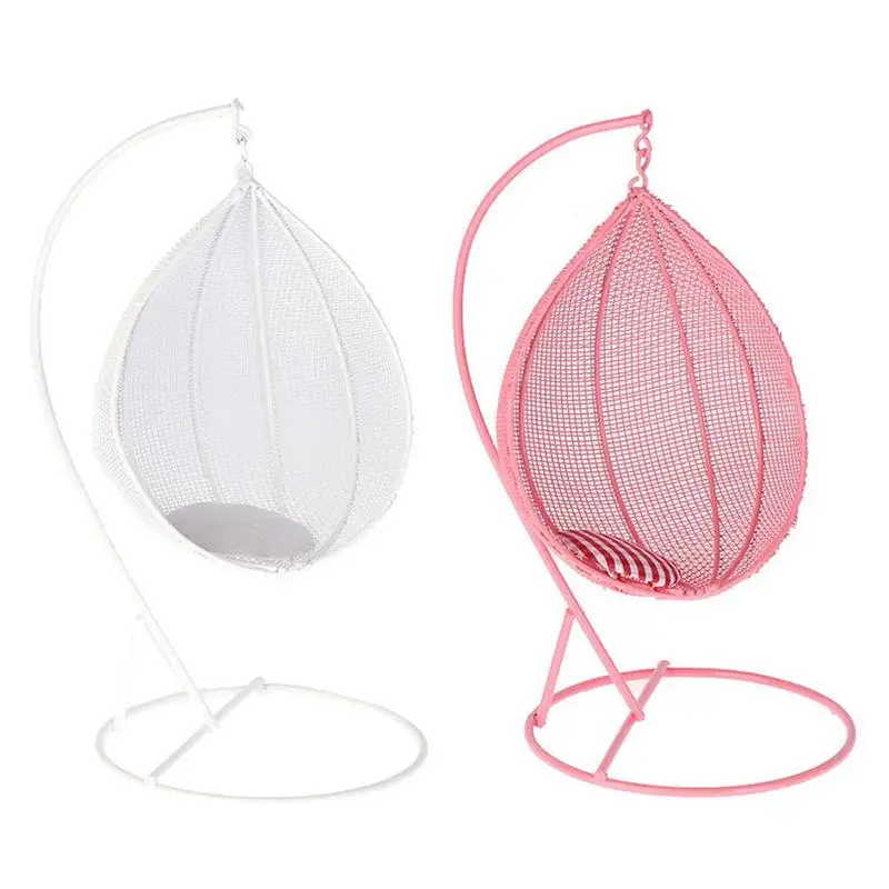 

Dollhouse Mini Model Balcony Scene Iron Swing Hanging Rocking Basket Chair N9G5