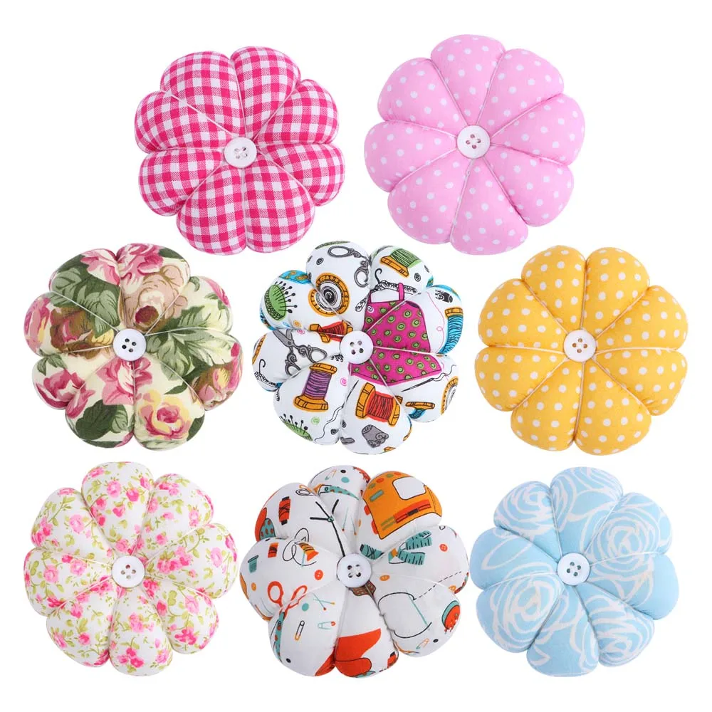 

Colorful Folwer Pumpkin Shaped Needle Pin Cushion Pincushion Wrist Strap Stitch Needlework Mat DIY Sewing Accessories