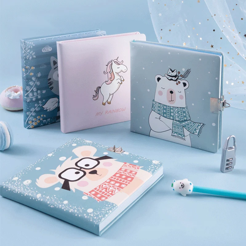 Милый Ежедневник A5 записная книжка с замком журнал Kawaii единорог кошачий блокнот