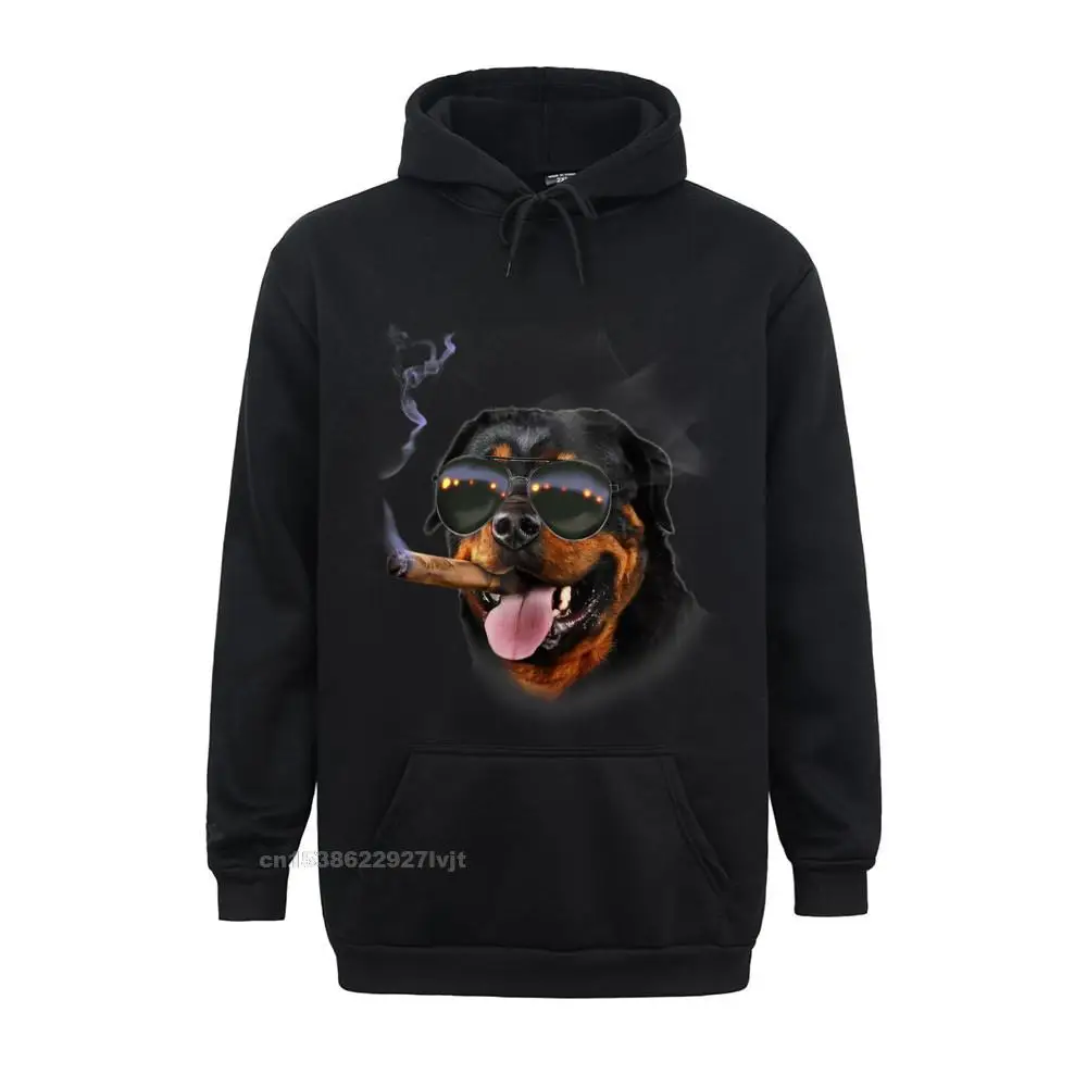 Hoodie Rottweiler With Cigar Wearing Aviator Sunglass Dog Cotton Men Hoodie Group Streetwear Custom Retro