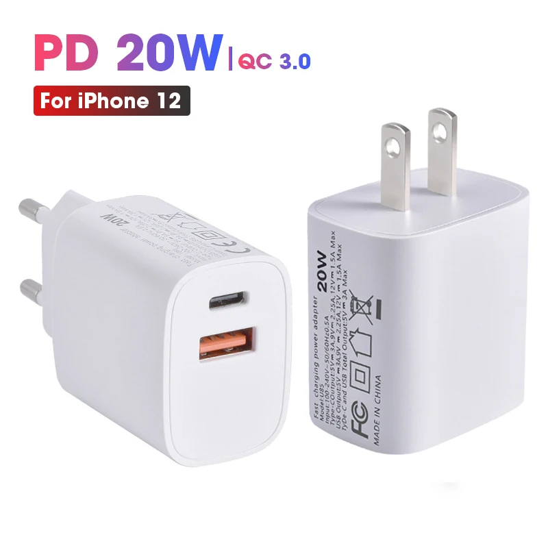 Зарядное устройство USB Type-C 2 в 1 20 Вт qc 3 0 для iPhone 12 | Мобильные телефоны и аксессуары