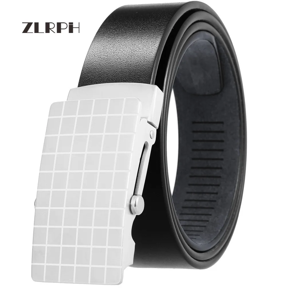 

ZLRPH Luxury boutique Slide buckle belts Full grain leather Stainless steel buckle belt multi-color optional business belt