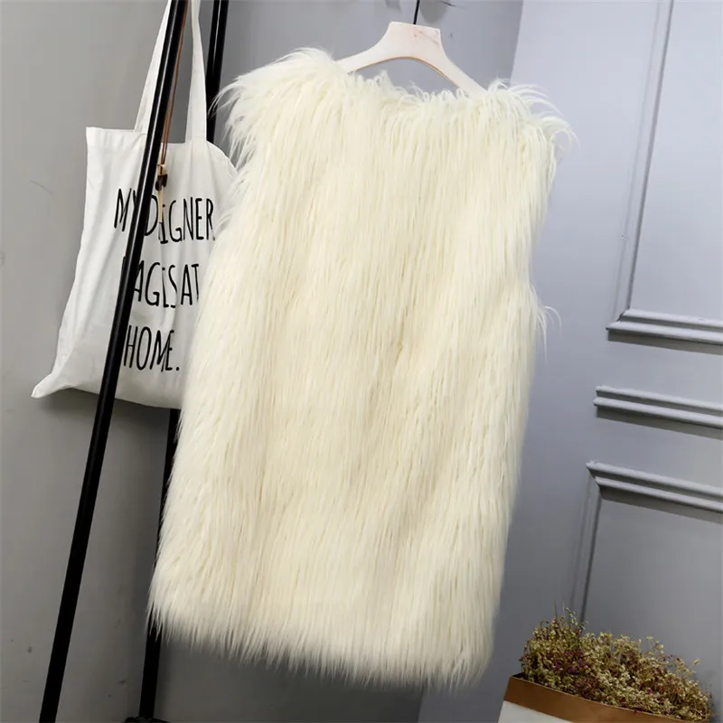 Новинка S/3Xl женские длинные жилеты из искусственного меха зима-осень пушистые меховые куртки без рукавов с v-образным вырезом Модные жилеты из искусственного меха J3047