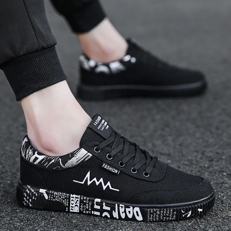 

New Spring Summer Canvas Shoes Men Sneakers Low Top Black Shoes Men's Casual Shoes Male Brand Fashion Sneakers