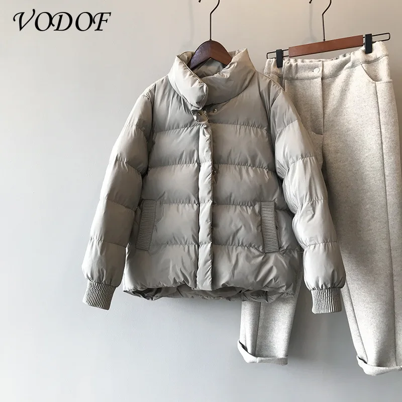VODOF New Women Warm Parkas 2020 Autumn Winter Thick Hooded Zipper Black Outwear Female Causal Short Coats Loose Outwear