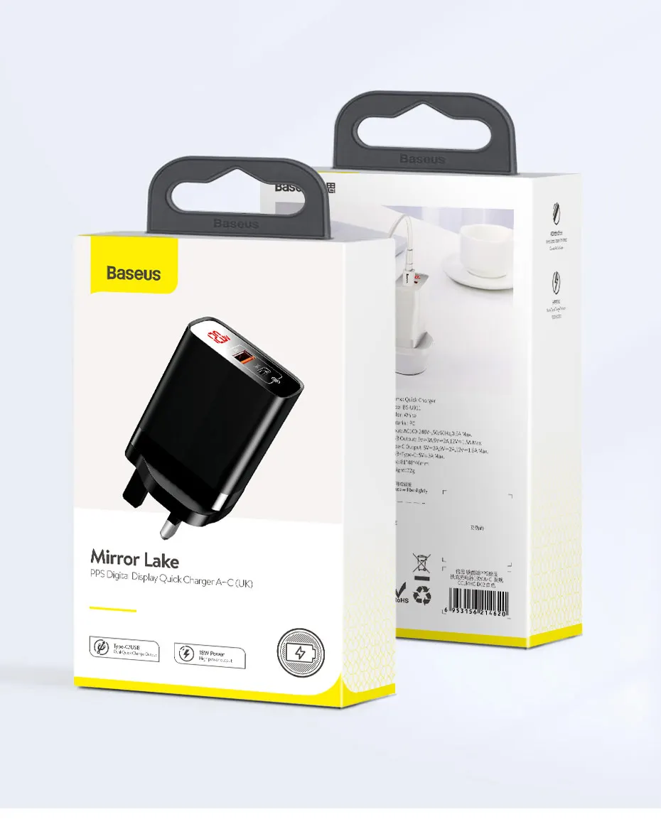 Baseus светодиодный дисплей USB зарядное устройство для мобильного телефона адаптер питания для iPhone samsung xiaomi настенная Быстрая зарядка розетка Великобритания вилка универсальная