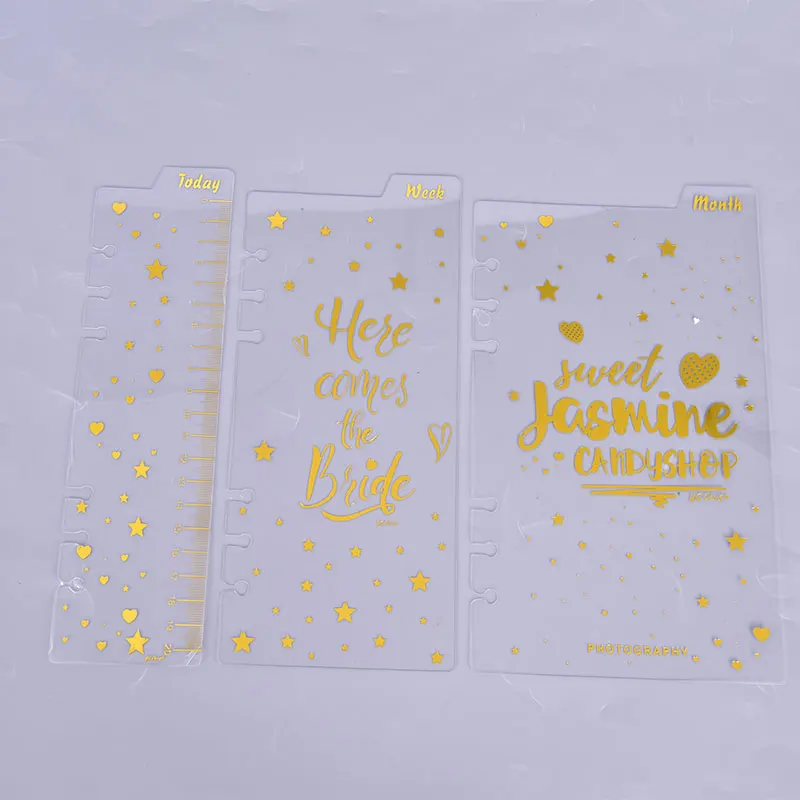 

Cute Creative 6 Holes Binder Planner Notebook Gold Foil Index Divider Bookmark Accessories:today Weekly Monthly A6 3pcs