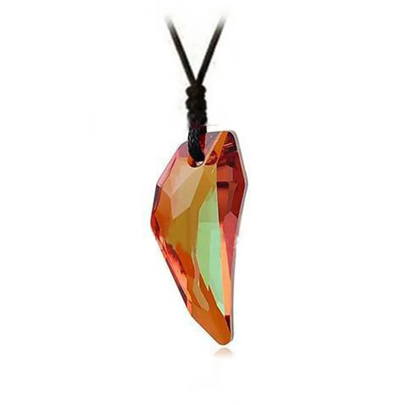 Парное хрустальное ожерелье с волчьими зубьями цепочка до ключицы кожаный шнур