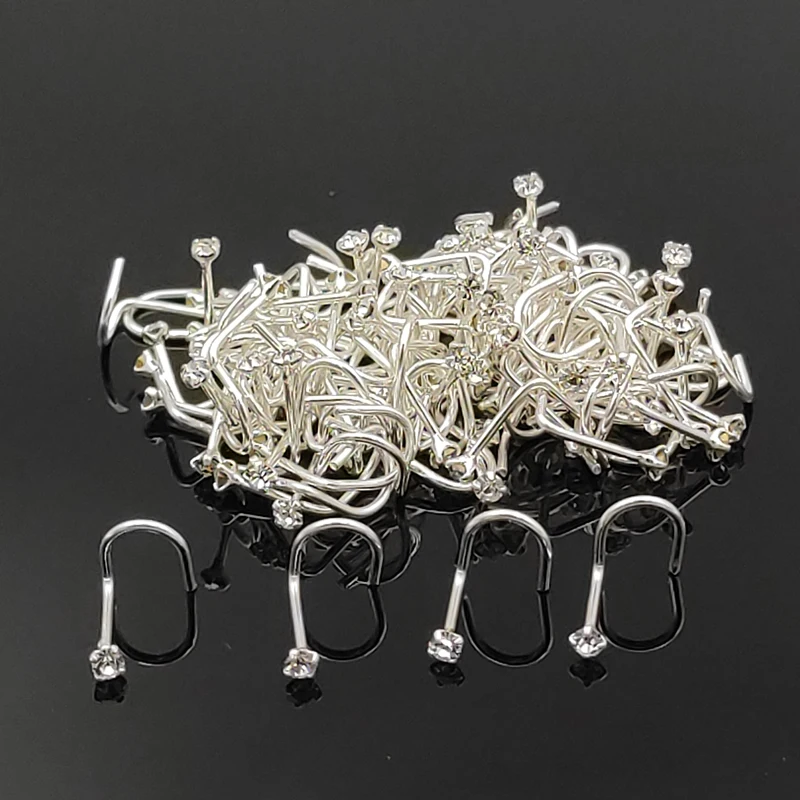 Оптовая продажа серебро 925 пробы 2 мм круглое прозрачное кольцо для носа модный