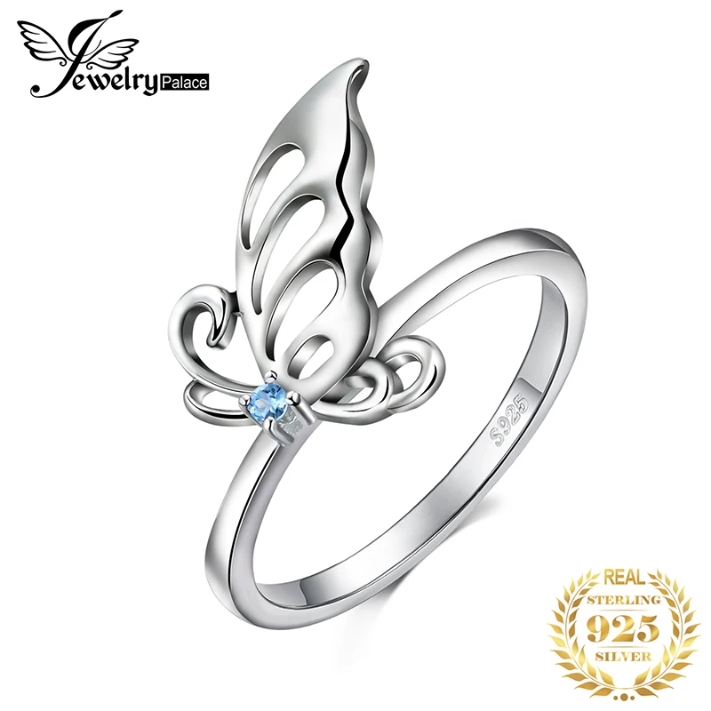 Jewelrypalace бабочка создан светло-голубой шпинели заявление кольцо 925 silve кольцо для Для женщин ювелирных камней мода подарок
