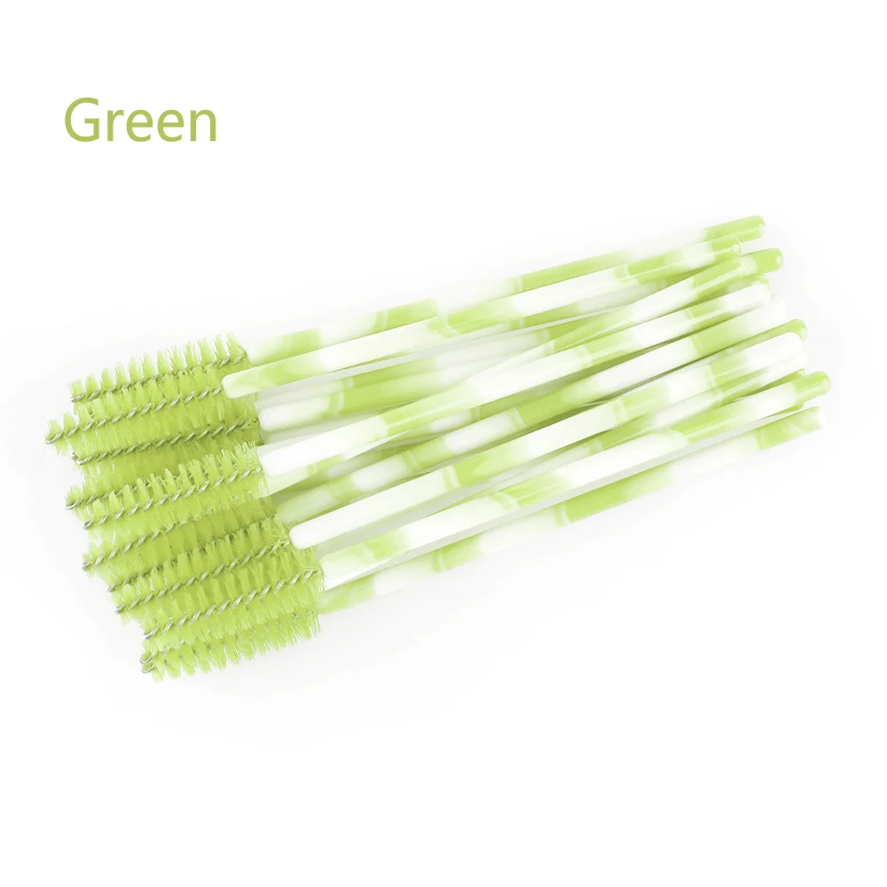 green 3 50 шт. одноразовый Кристалл щеточки с тушью для ресниц палочки Аппликатор Прививка ресниц Керлинг гребень Красота Макияж инструмент для ресниц кисти - Handle Color: green 3