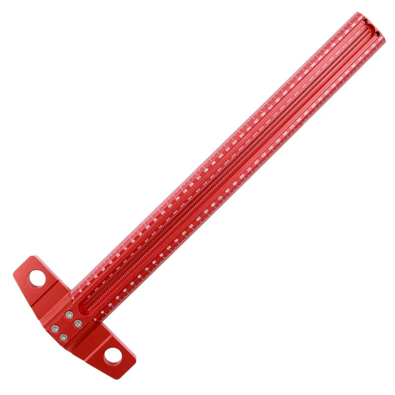 

Woodworking T-Type Line Scriber Hole Scale Ruler Aluminum Alloy Marking Gauge Carpenter Measuring Tools