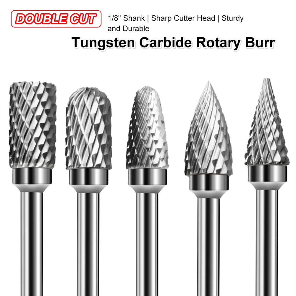 

10Pcs Tungsten Carbide Burr Bits Set 6MM Shank Double Rotary Cutting Engraving Carving For Die Grinder Drill Dremel Rotary Tools