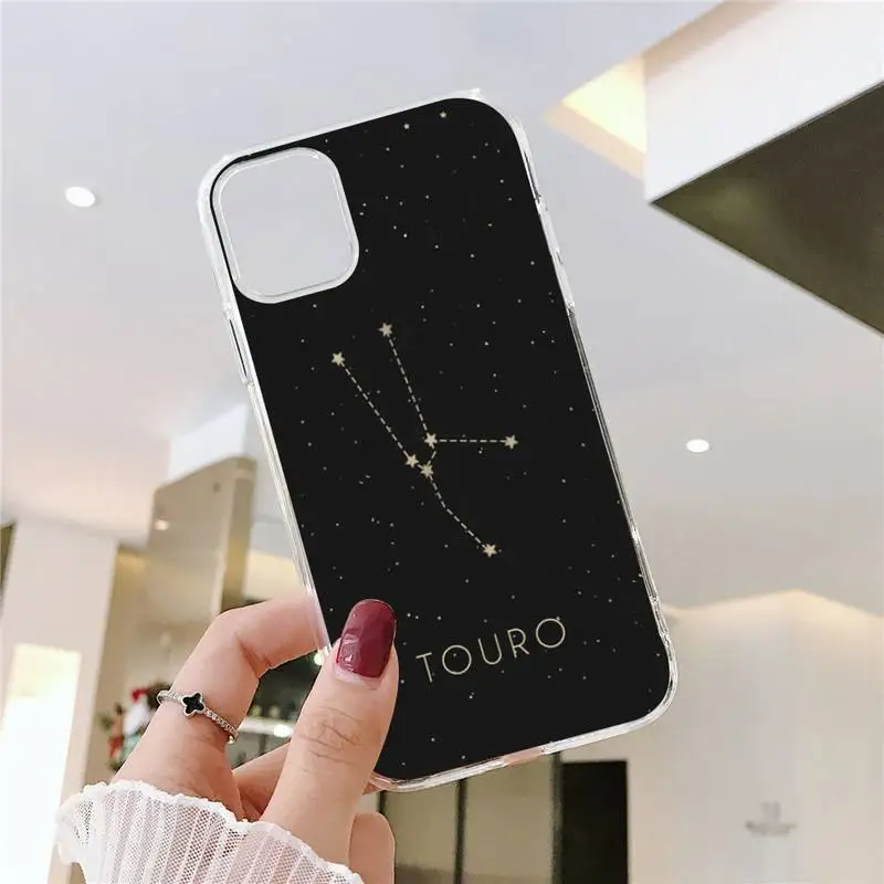 

12 constellations zodiac signs Phone Case Transparent for iPhone 6 7 8 11 12 s mini pro X XS XR MAX Plus SE cover funda