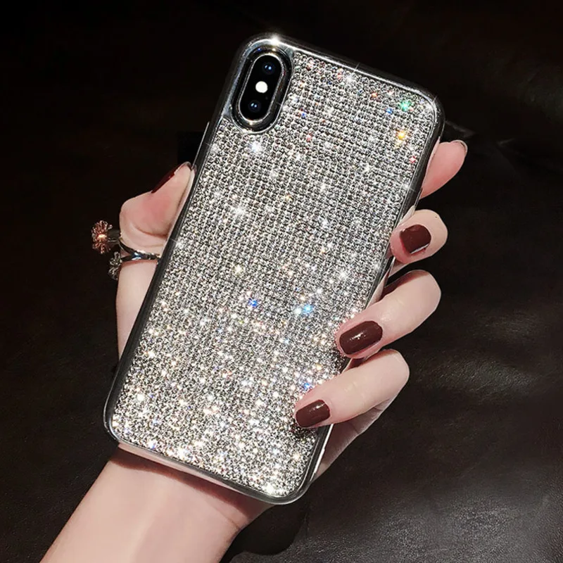 Роскошный блестящий полностью Кристальный алмазный горный хрусталь для iPhone 11 12