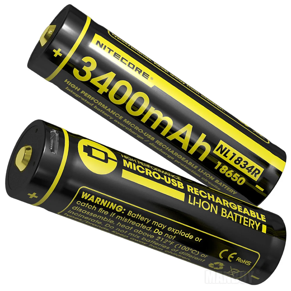 NITECORE NL1834R 3400 мАч высокопроизводительный литий-ионный перезаряжаемый кнопочный