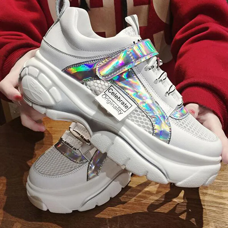 Размеры 35-44 женские модные повседневные кроссовки на толстой подошве высокого