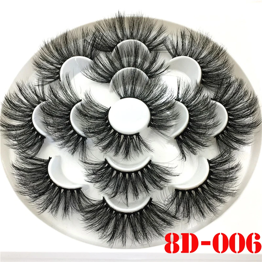 8D-006 7 пар 3D норковые накладные ресницы 25 мм толстые выпученные пушистые ресницы ручной работы безжалостные объемные норковые ресницы для наращивания макияжа - Цвет: 8D-006