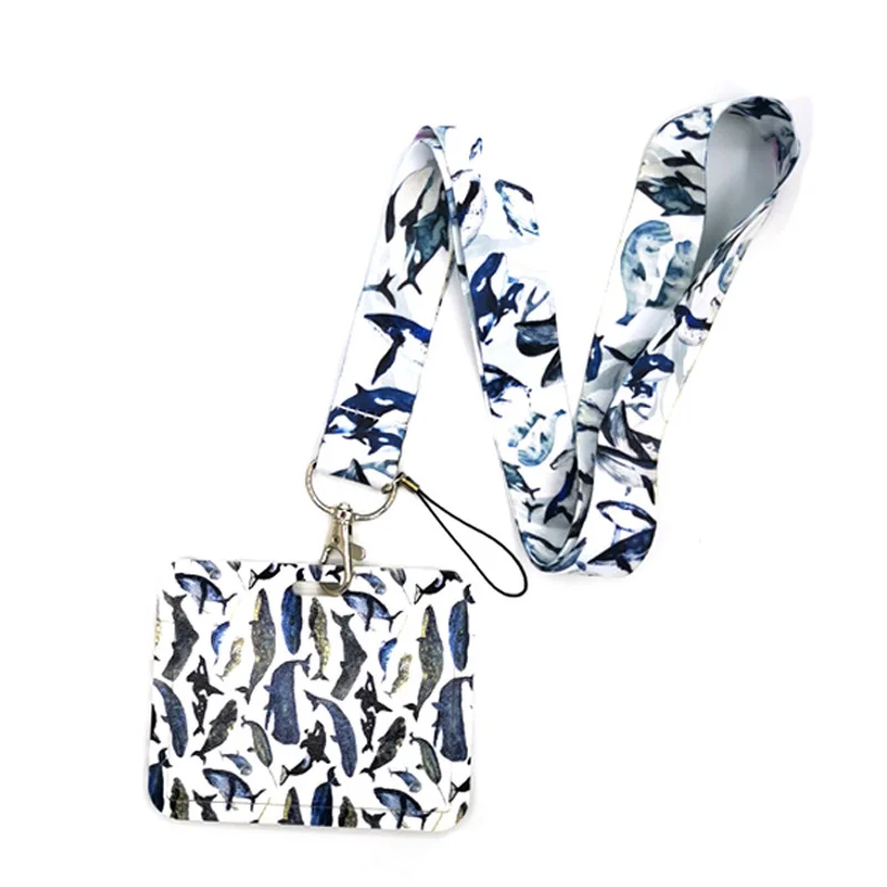 

Dolphin Whale Ocean Anime Lanyard Badge Holder ID Card Lanyards Mobile Phone Rope Key Lanyard Neck Straps Keychain Key Ring