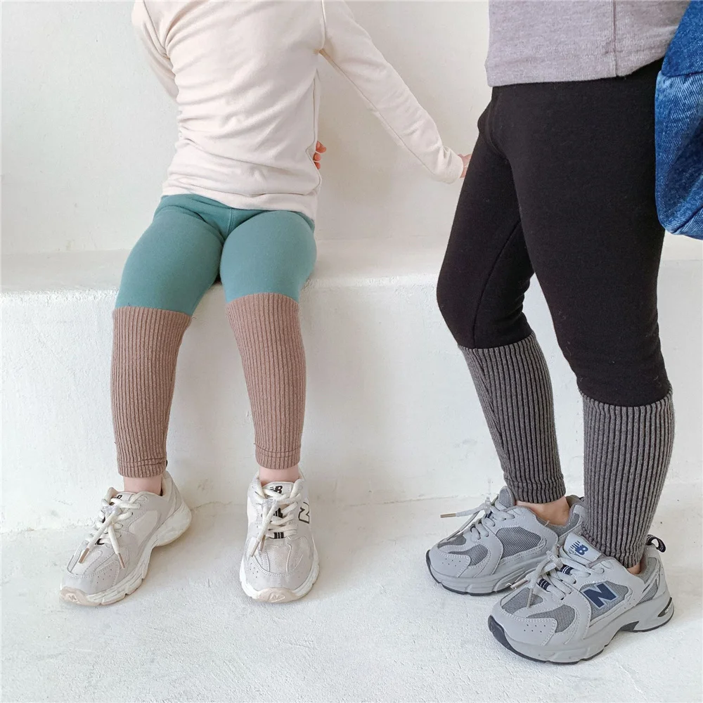 

Осенне-зимние теплые леггинсы для девочек из микро-бархата с внутренней вставкой Детские хлопковые повседневные универсальные облегающие ...