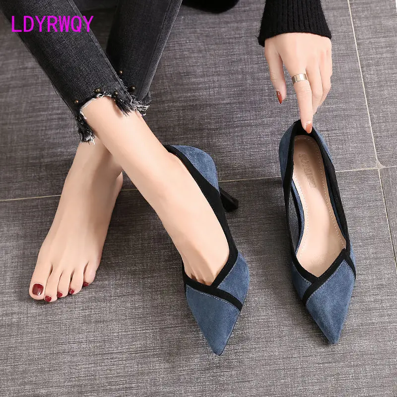 Новинка 2021 Универсальные женские туфли на высоком каблуке-шпильке в Корейском