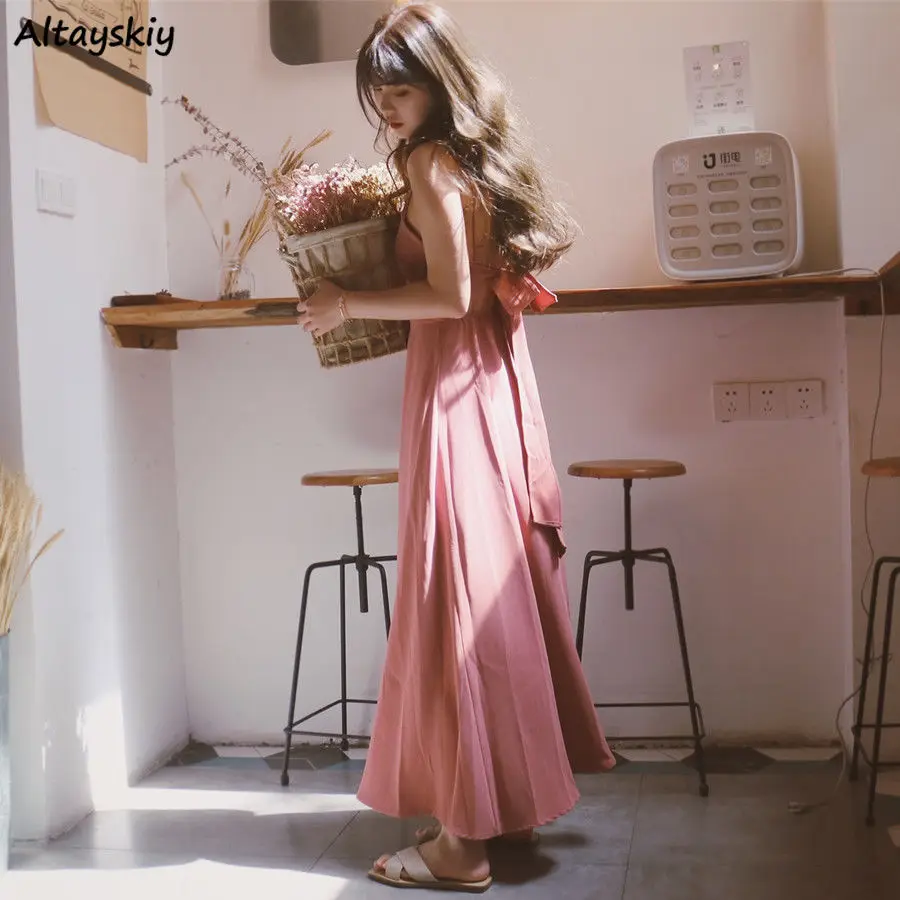 Платье женское на бретельках спагетти с открытой спиной|Женские платья| |