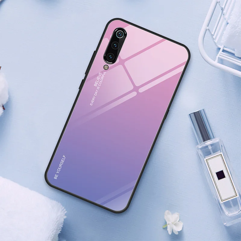 02 Чехол из закаленного стекла для Xiaomi mi 9 SE 8 Lite 9T Pro 6, цветной градиентный чехол для Xiao mi A2 A1 mi x 2S Max 3 F1 - Цвет: 02
