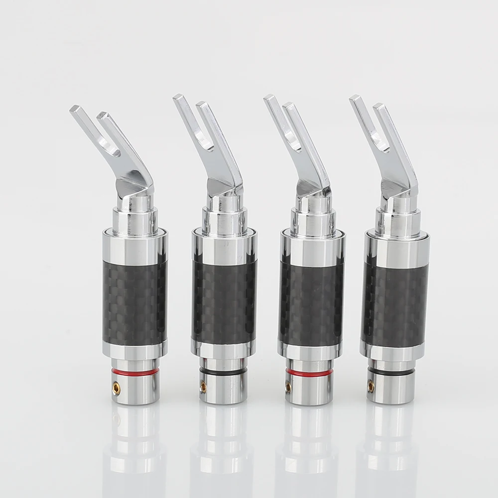 4 шт. коннектор для динамика из углеродного волокна с родиевым