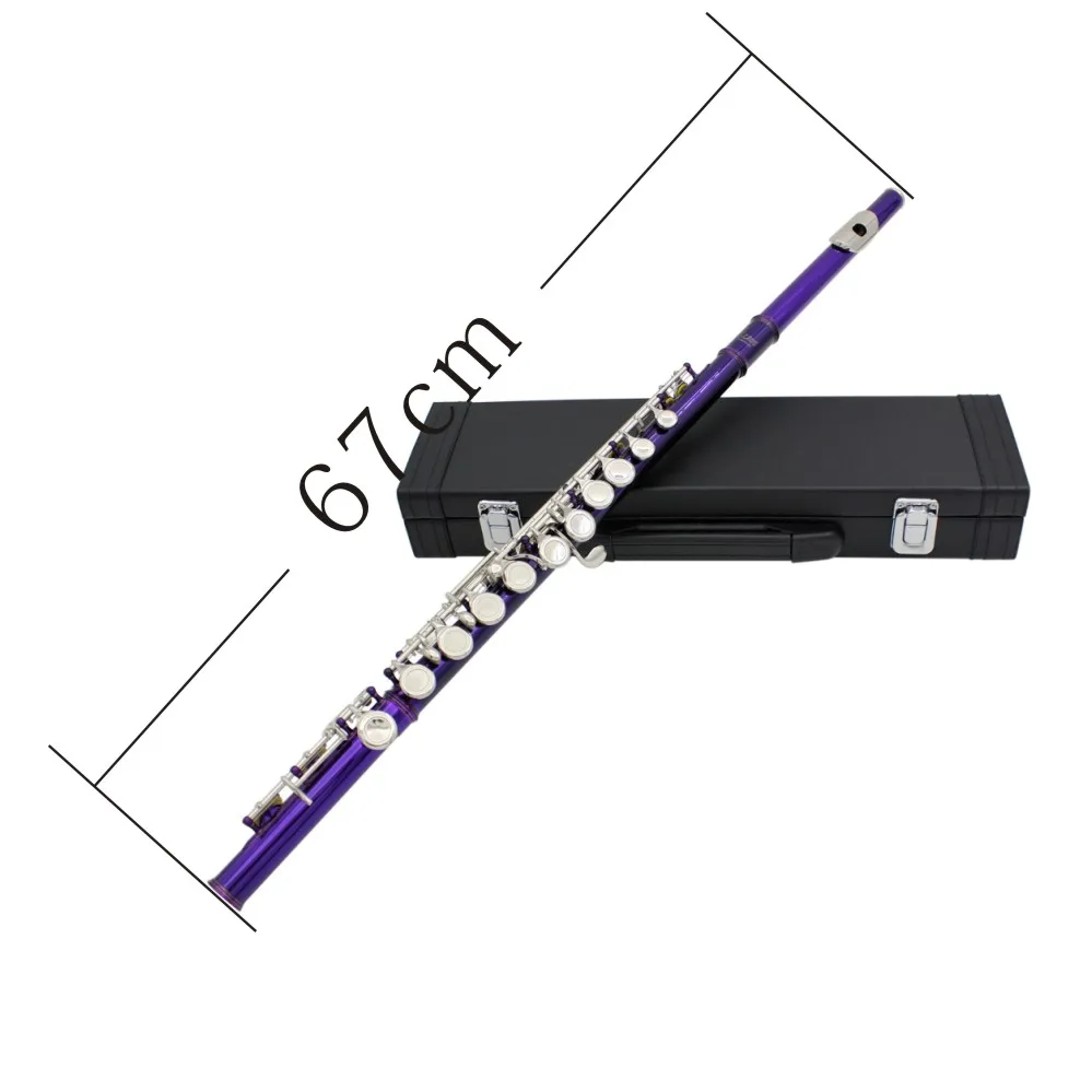 16 Holes C Key Western Concert Flute Cupronickel Plated Silver Woodwind Instrument with Cleaning Cloth Stick Gloves Padded Case | Спорт и