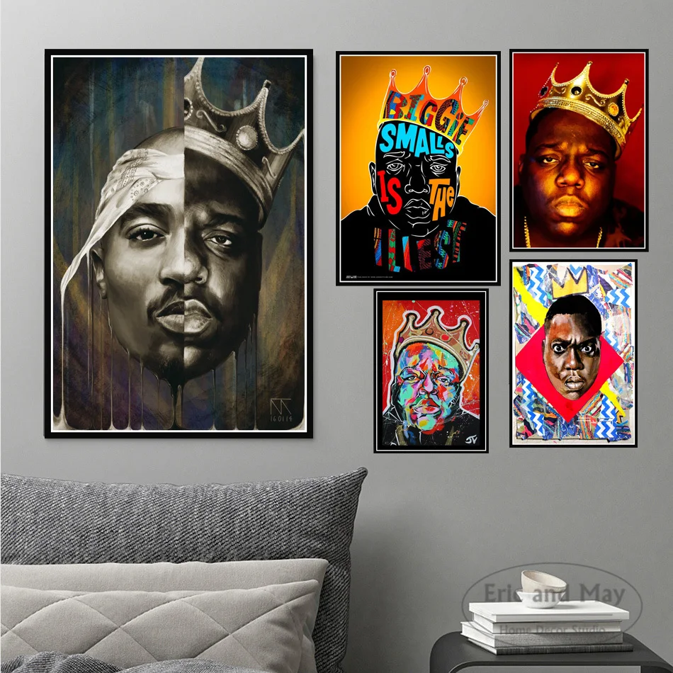 

Notorious B.i.g Biggie Smalls Tupac Rapper Posters And Prints Canvas Painting Wall Art Picture Pop Decorative Home Decor Tableau