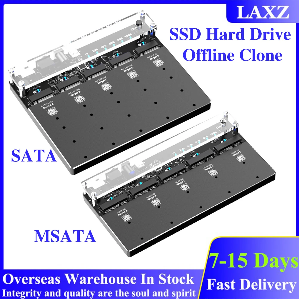 

Чехол для жесткого диска 5 Bay M2 SATA/MSATA, корпус для жесткого диска, автономный клон, 6 Гбит/с, NGFF SATA SSD Type C на Type C/USB3.0, устройство для чтения жестки...
