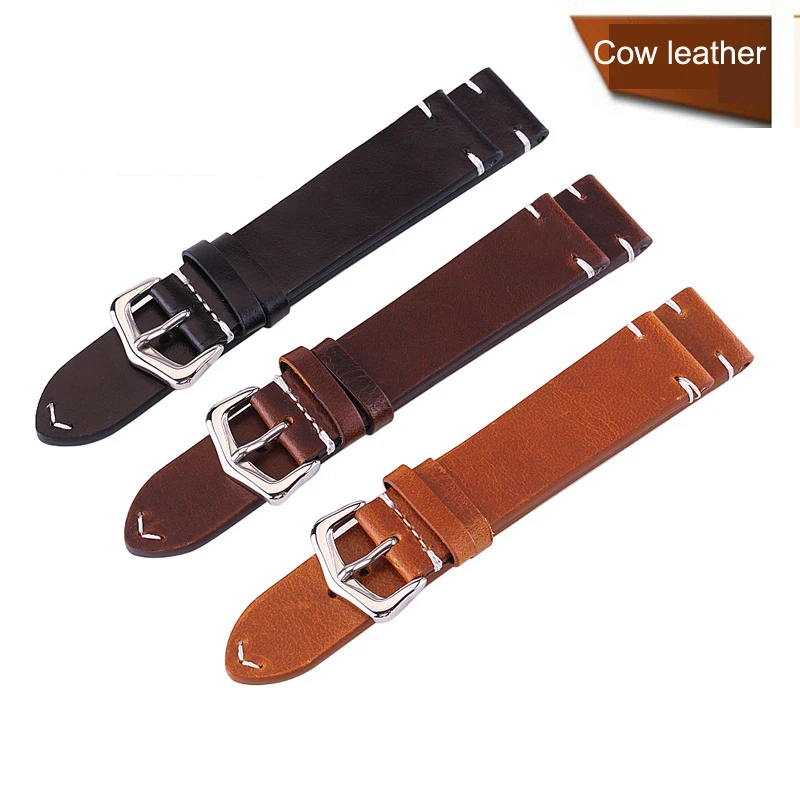 

Watch accessories Vintage watchband 20mm 22mm 24mm leather watch strap Men Oil Leather watch band for Panerai