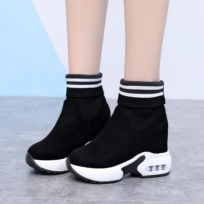 Женские ботильоны осенние женские ботинки-носки весенние Бархатные эластичные