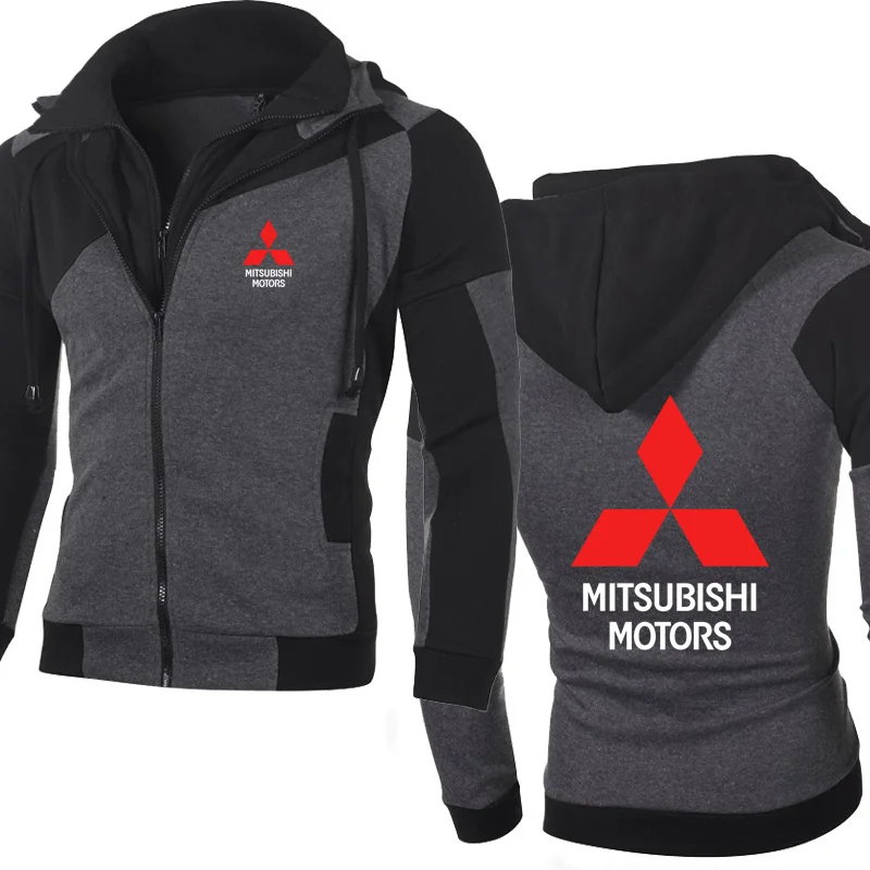 

Unisex Casual Men's jackets Mitsubishi Car Logo Printing Spring Autumn Cotton Stitching Men's Fake Two Men's zip hoodie