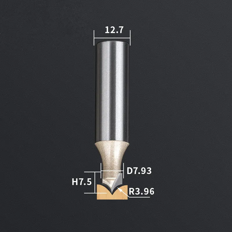 12,7 мм shank-1PCS, станок с ЧПУ деревообрабатывающий фрезерный станок, вольфрамовая твердосплавная Концевая фреза, NeedleNose Гравировальный Бит, МДФ, Деревянный инструмент - Длина режущей кромки: JZD12.7x7.96