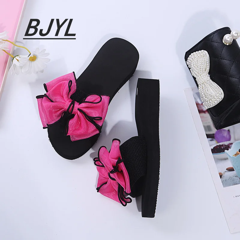 

Женские сандалии и шлепанцы на толстой подошве, Нескользящие сандалии с бантом, пляжная обувь, лето 2021