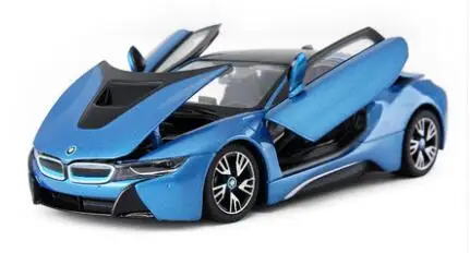 KD 1/24, Лицензированная модель автомобиля, DieCasts I8, концепция, спортивный автомобиль 19 см, без электроники, коллекция колес 3 с открывающимися дверцами - Цвет: Blue