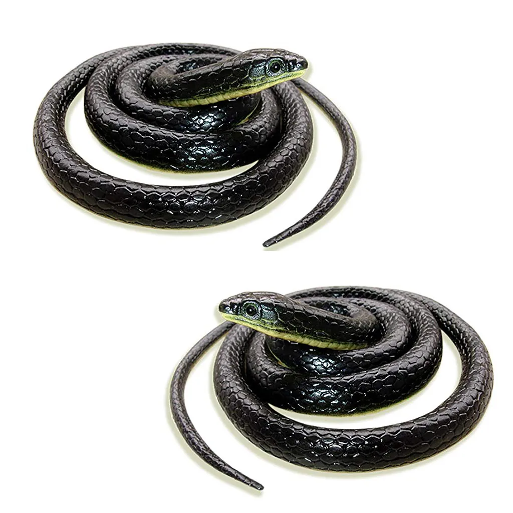 

Interesting toy Funny toy 2019 NEW 2 PCS Realistic Fake Rubber Toy Snake Black Fake Snakes Long April Fool's Day 8.26