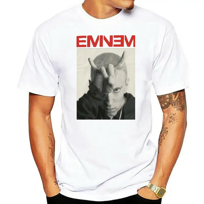 

Футболка EMINEM с изображением Рожков черная, новинка, официальная хлопковая футболка для взрослых, мужская летняя модная футболка европейско...