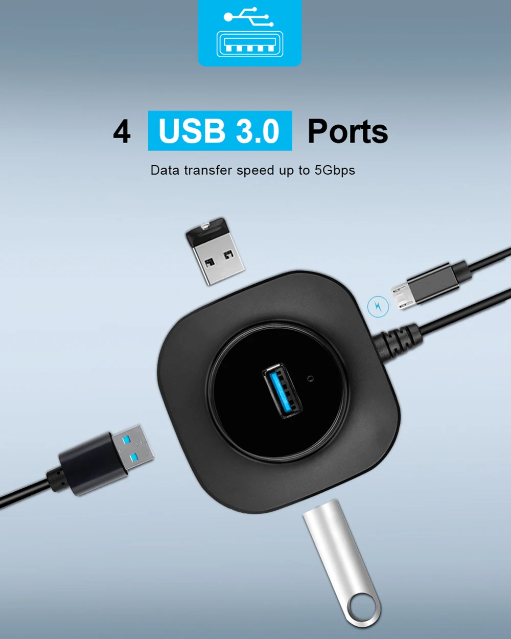USB 3 0 концентратор C разветвитель 4 типа 2 25 см микро мульти хаб порт расширитель