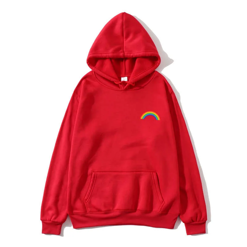 New Harajuku Rainbow Print Hooded Lady Korean Kawaii Sweatshirt Usagi Aesthetic Super Dalian Hoodie Girl Streetwear