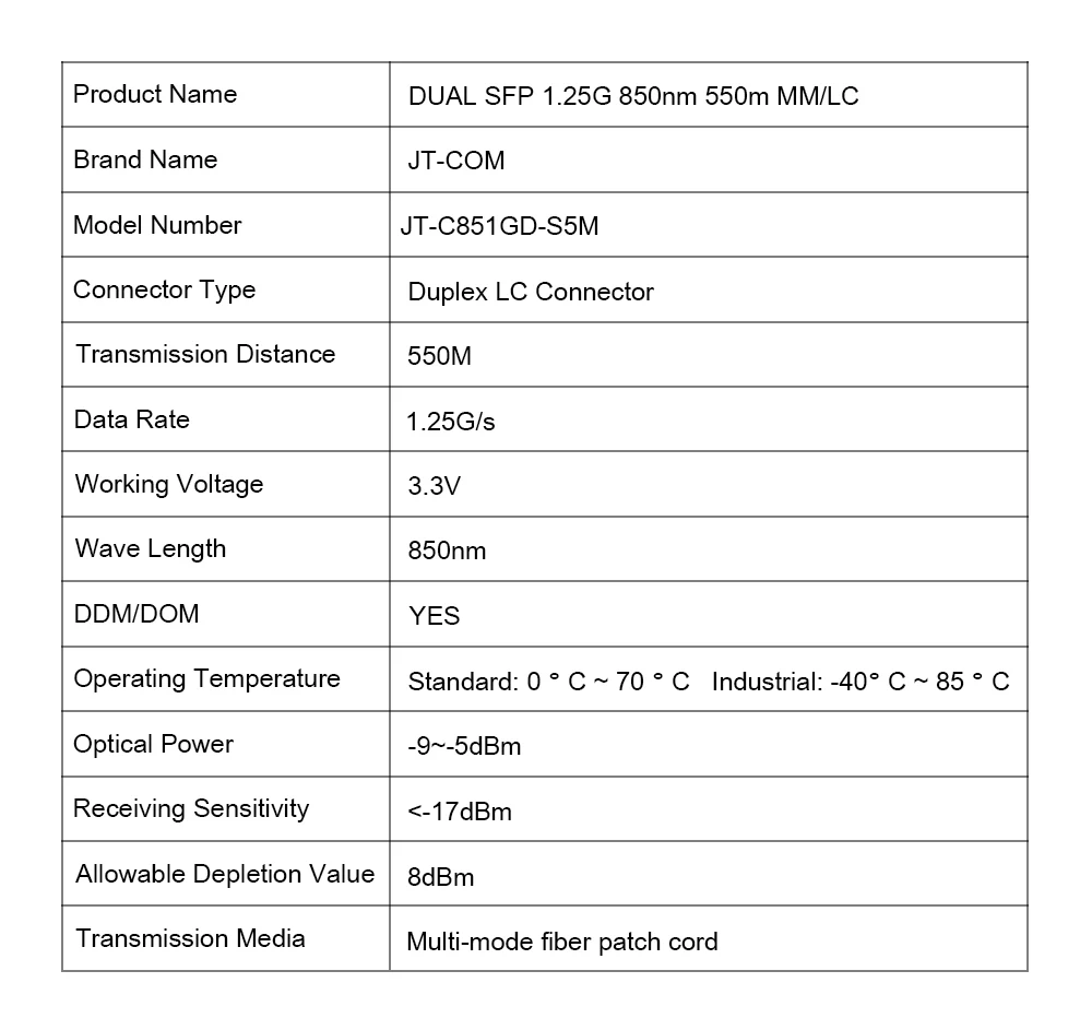 1000Mbps Mini Gbic 850nm 550m SFP Transceiver Module Gigabit Multimode Duplex LC DDM Compatible with Cisco/Mikrotik Switch