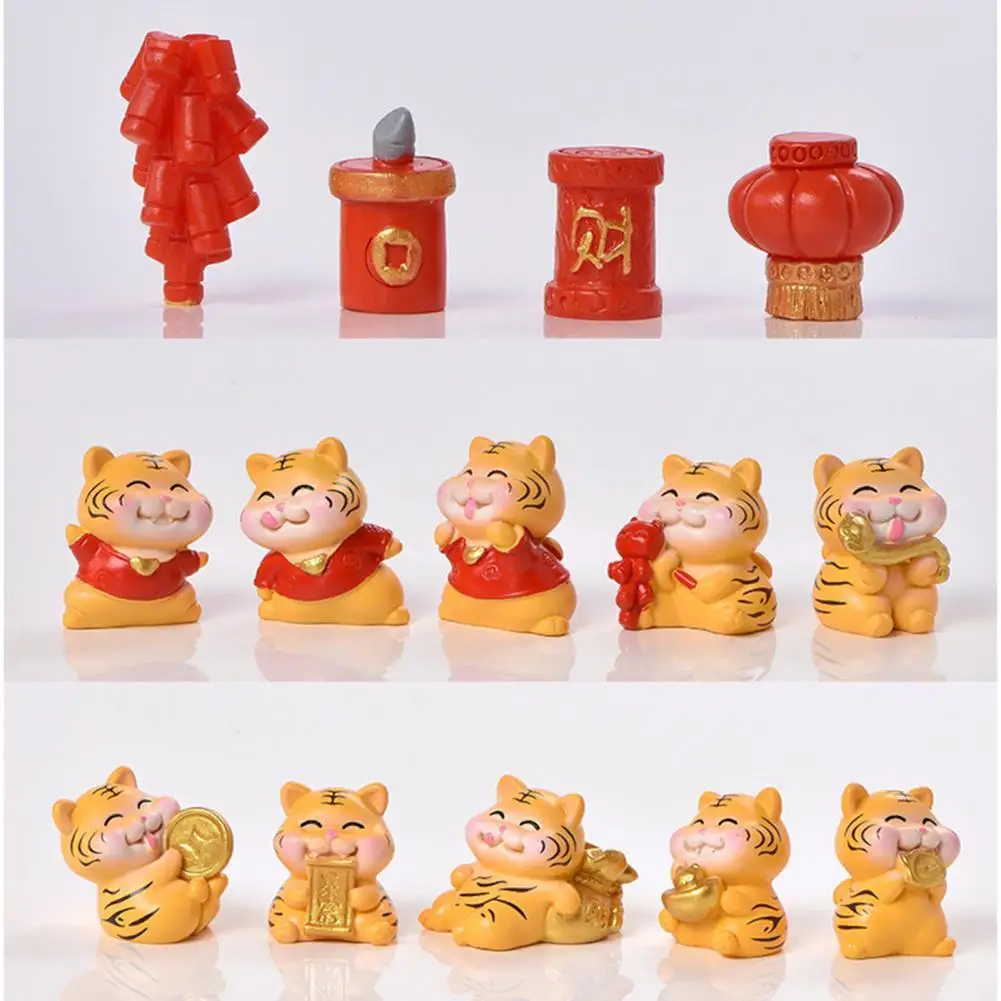 

1 шт., маленькая Статуэтка тигра удачи из мультфильма