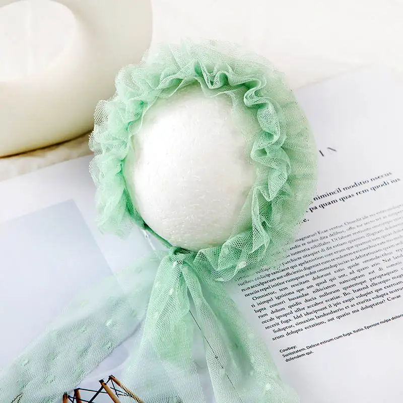12 Newborn Photography Props Baby Girl Lace Princess Hats Handmade Flower Infant Caps - Цвет: 12