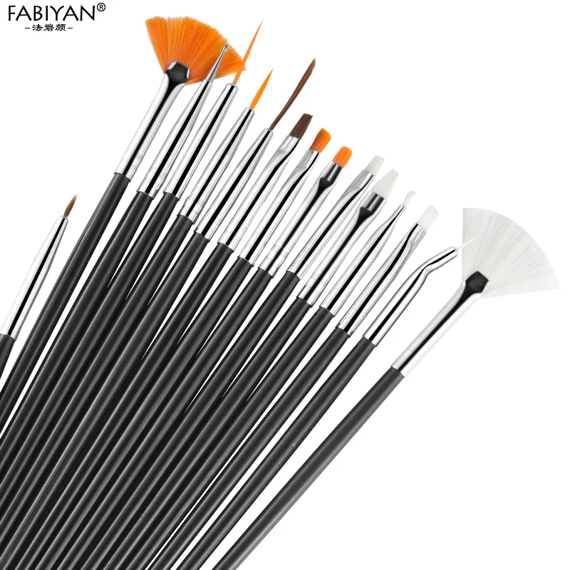 20 шт./компл. дизайн ногтей ручка с кисточкой акриловая Раскрашивание Рисование