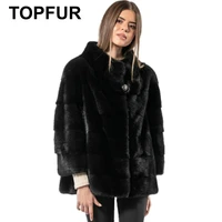 topfur winter coat women real fur coats plus size natural mink fur genuine leather jackets outwear basic jackets spring clothing