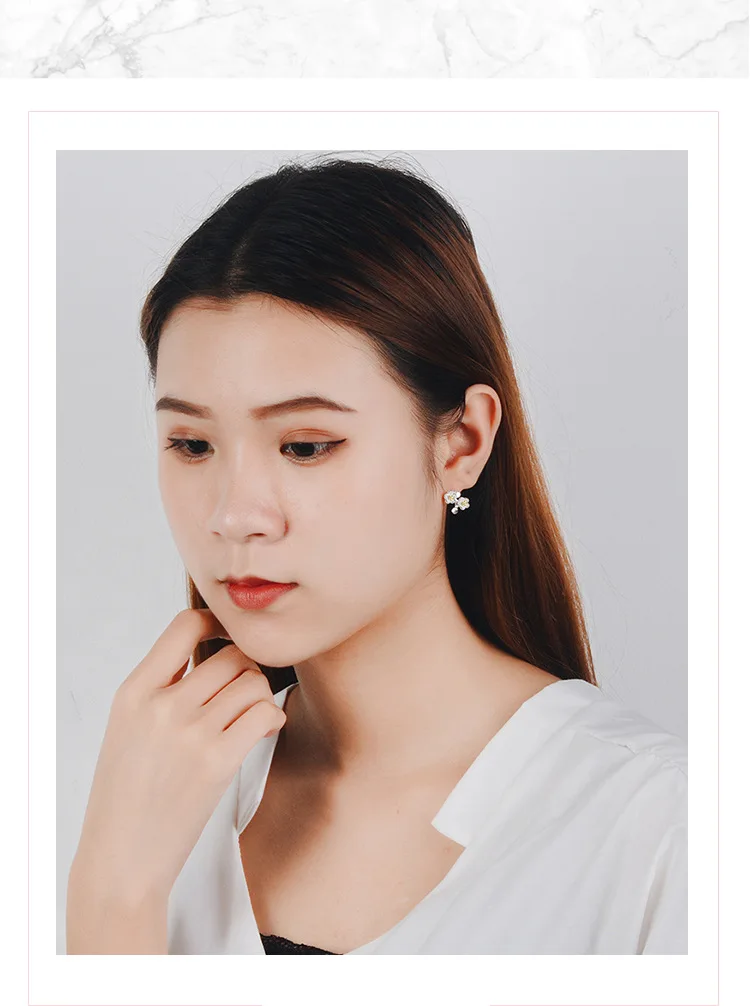 

Simple Cold Design silver color Cherry Blossoms Flower Earrings Women Fashion Yellow Zircon Jewelry oorbellen pendientes