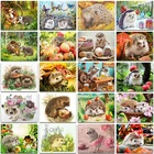 Набор для алмазной живописи сделай сам 5D, картина с изображением ежика, цветка, бабочки, квадратная и круглая вышивка, мозаика, вышивка крестиком, искусство домашнего декора