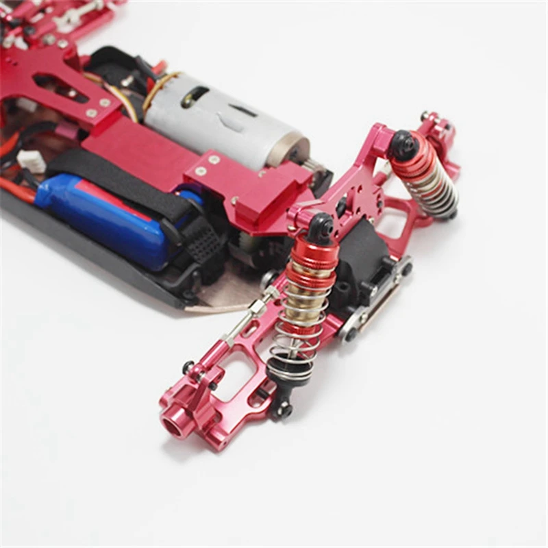 

2 Set RC Car Part: 1 Set Metal Steering Swing Arm Base C Rear Hub Seat Servo Pull Rod & 1 Set 65mm Alloy Wheel Tire Tyre