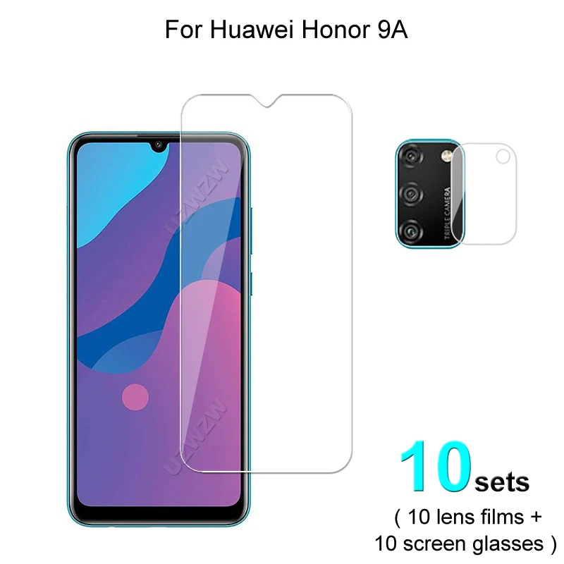 

10 комплектов стекла для Honor 9A пленка для объектива камеры и протектор экрана защитное HD закаленное стекло взрывозащищенное